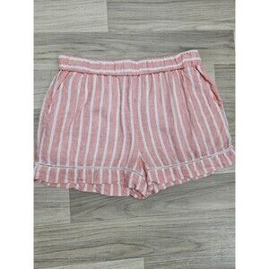 C&C California Women Pink Stripe Linen Shorts Size Small Pull-on